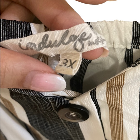 Indulge Striped Button Up Dress White/Dark Grey/Tan  Size 3X - Picture 3 of 4